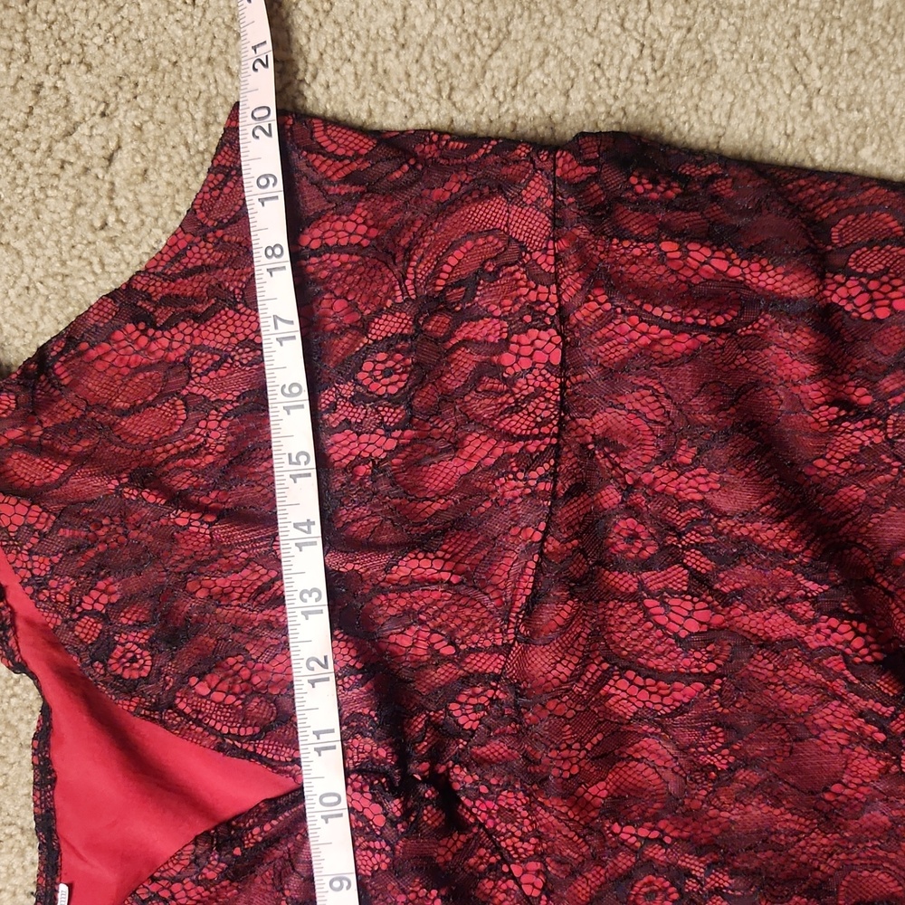 Y2K Lace And Satin Witchy Whimsigoth Red And Black Midi Dress - Picture 8 of 10